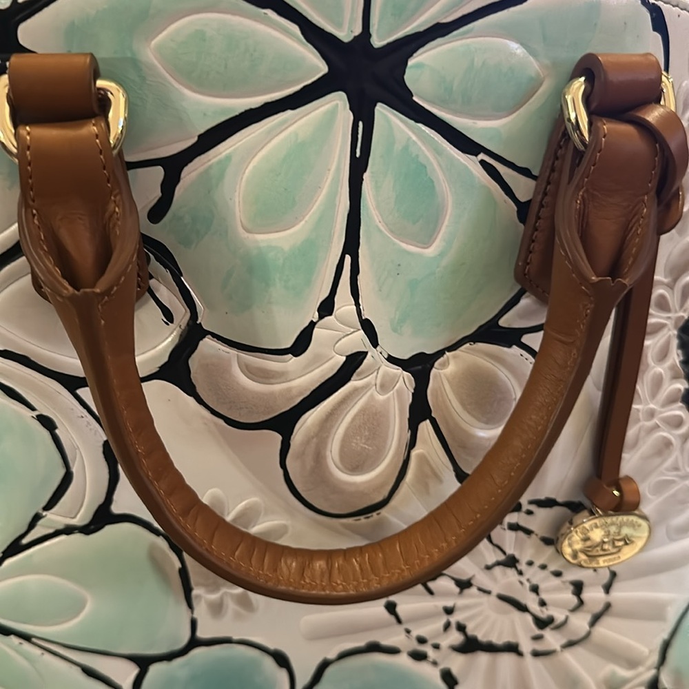 Brahmin Floral Satchel Turquoise Kelson with Matching Suri wallet - Picture 12 of 14